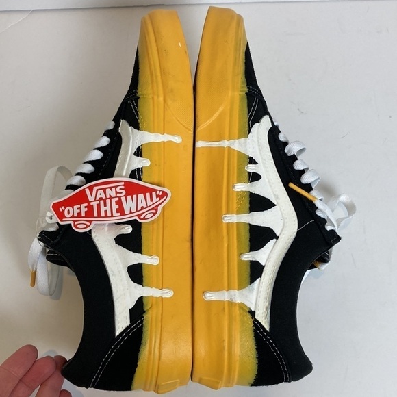 VANS NWT Drip Black Yellow White Men’s 10.5 Streetwear Custom Sneakers Skater - Picture 2 of 16